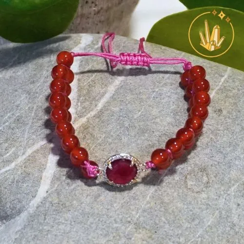 Bracelet Cornaline tressé 6mm